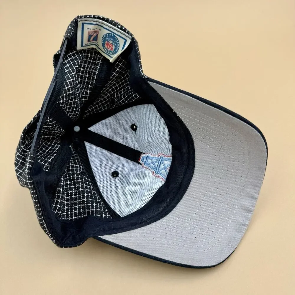 Vintage 90s Houston Oilers Logo 7 Snapback Hat NFL Grid Print Gameday